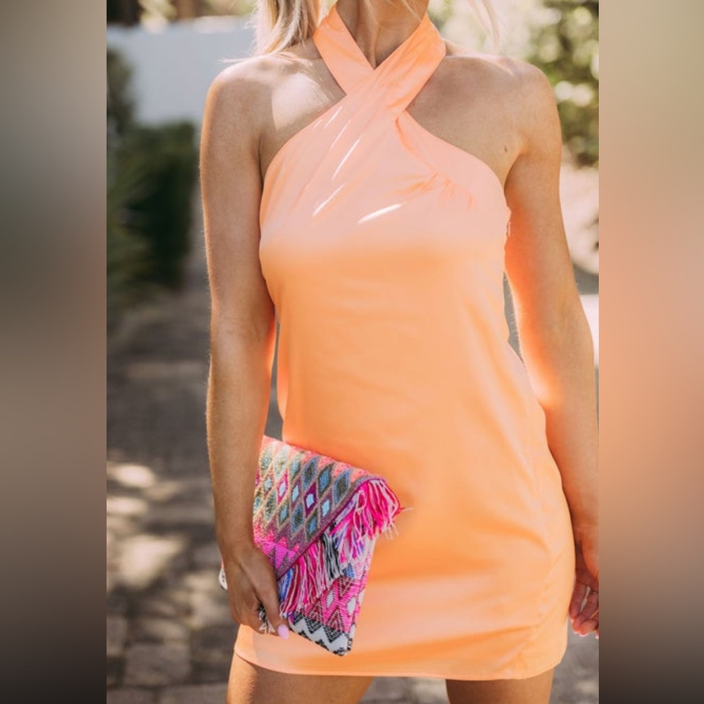 Orange halter dress